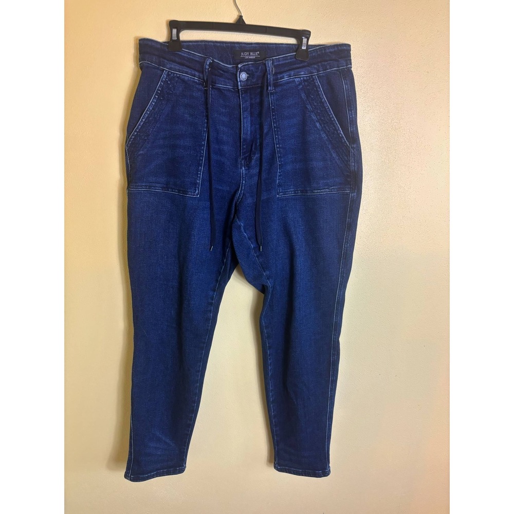 Judy Blue Jeans Women 14W Blue Jogger High Waist Drawstring Stretch‎